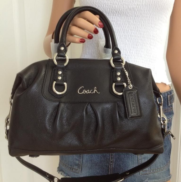 Coach Handbags - Coach Ashley Black Leather Satchel Handbag Purse
